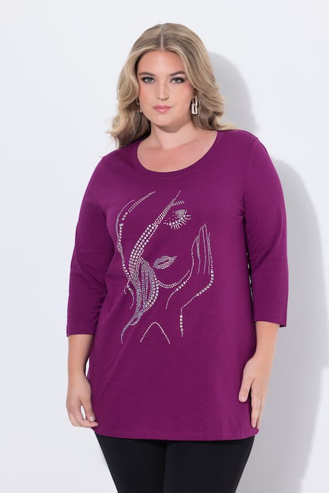 T-Shirt, Classic Fit, Frauen Glitzermotiv