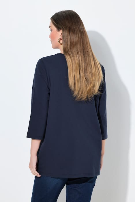 Shirt, Sonnenblume, A-Linie, V-Ausschnitt, 3/4-Arm