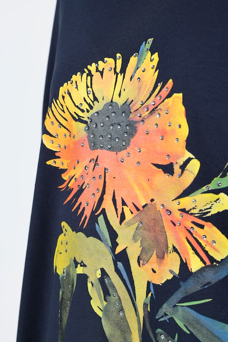 Shirt, Sonnenblume, A-Linie, V-Ausschnitt, 3/4-Arm