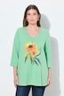 Shirt, Sonnenblume, A-Linie, V-Ausschnitt, 3/4-Arm