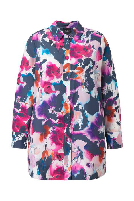 Lyocellová halenka, akvarel, A střih, límeček, dlouhé rukávy