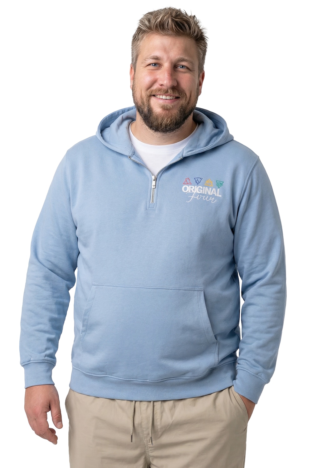 Stora storlekar Hoodie, Her, blå, storlek: 4XL, Bomull, Men Plus