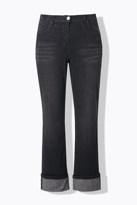 Jeans Mandy, weites Bein, Ziersteine, Komfortbund