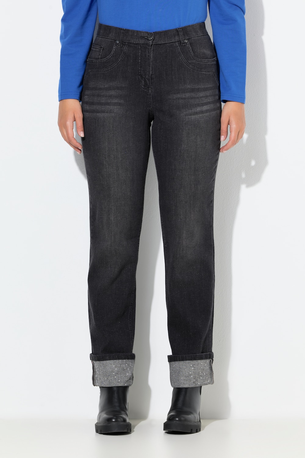 Große Größen Jeans Mandy, Damen, schwarz, Größe: 44, Baumwolle, Ulla Popken