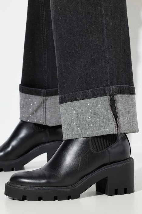 Jeans Mandy, weites Bein, Ziersteine, Komfortbund