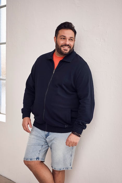 Giacca di felpa Men+ con zip, colletto alto e due tasche, fino alla tg. 8XL