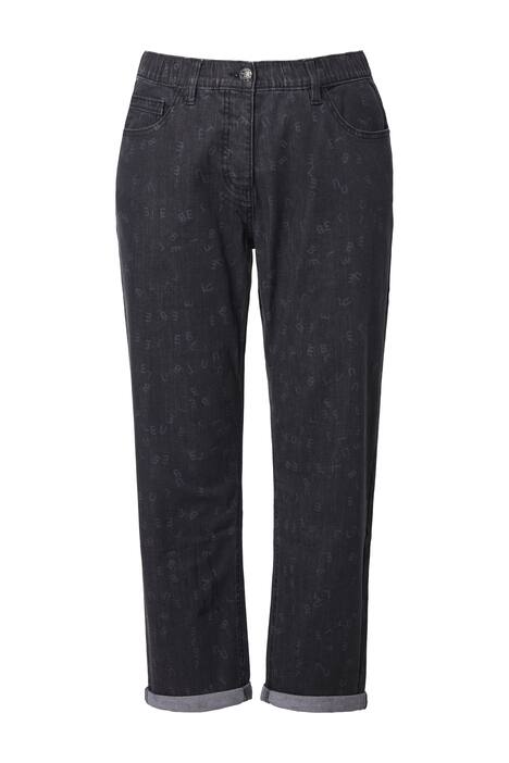Boyfriend džíny, vzor s písmeny, kalhoty s pěti kapsami