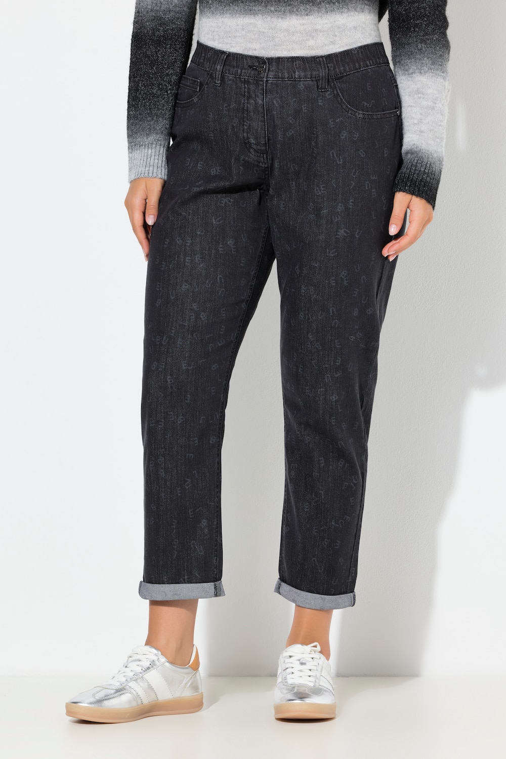 Große Größen Boyfriend-Jeans, Damen, schwarz, Größe: 42, Baumwolle, Ulla Popken