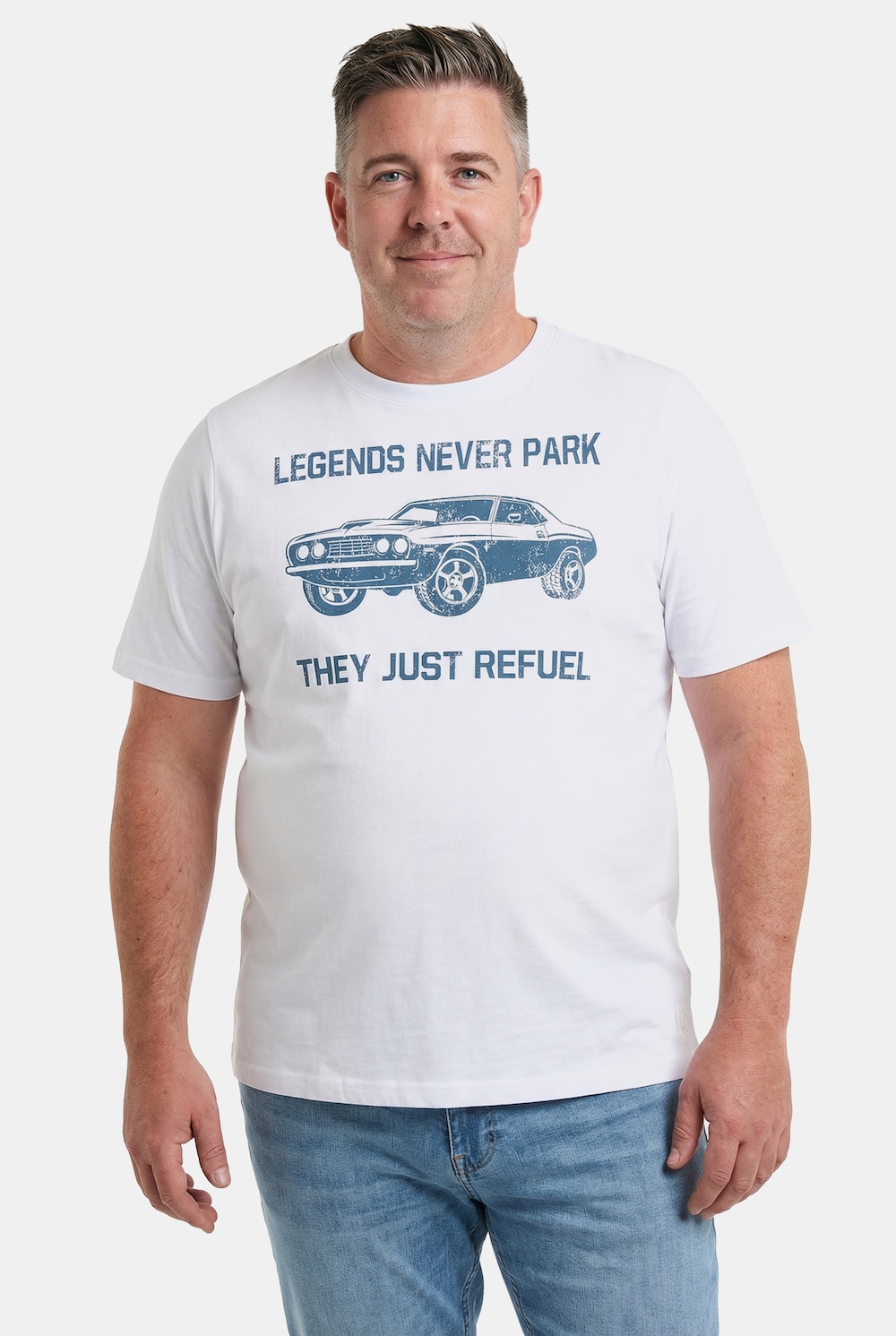 Men+ T-Shirts, 2er-Pack, Brustprint, Halbarm, Rundhals, bis 8 XL