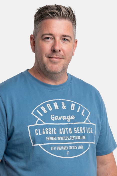 Men+ T-Shirts, 2er-Pack, Brustprint, Halbarm, Rundhals, bis 8 XL