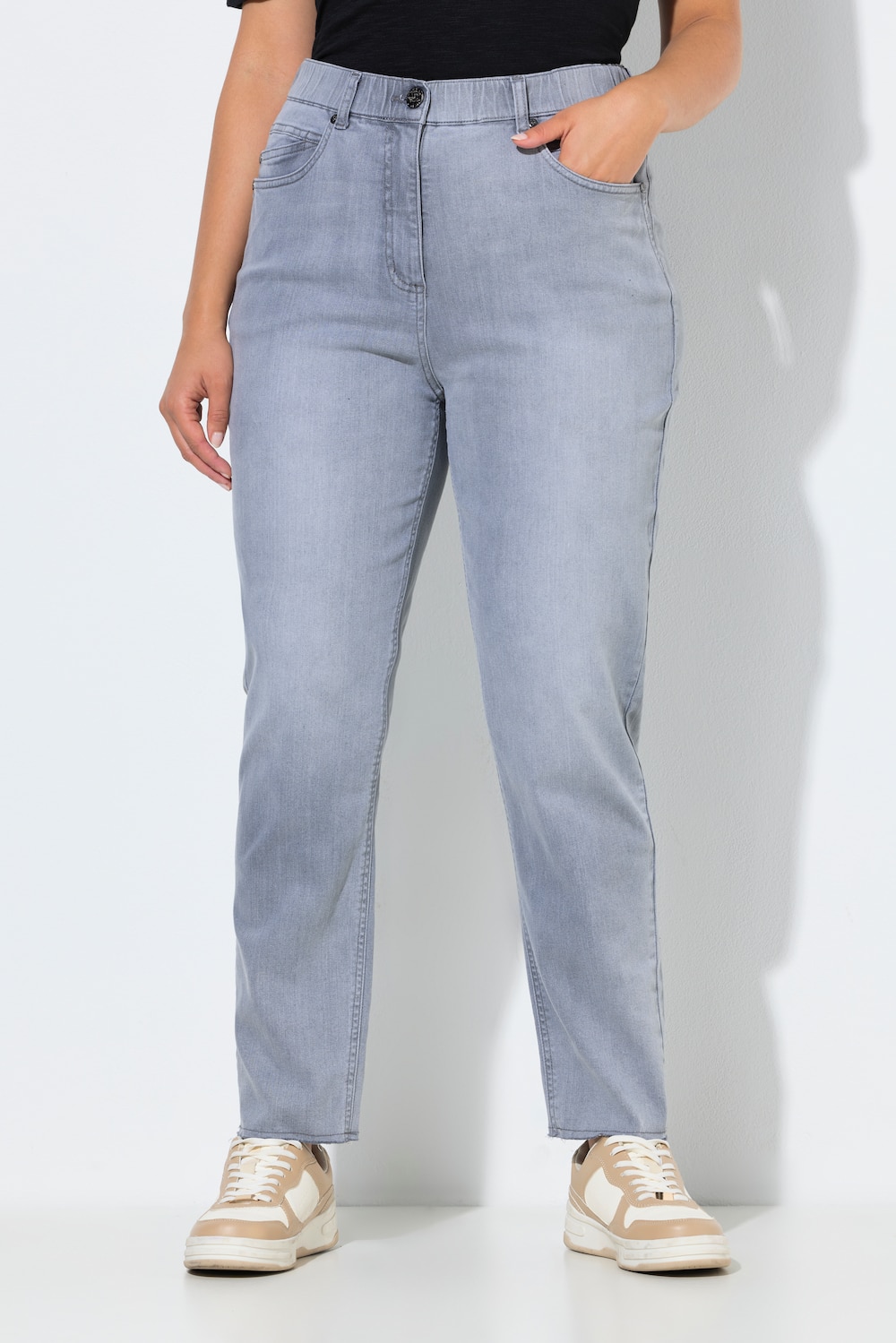 Große Größen Mom-Jeans, Damen, beige, Größe: 46, Baumwolle, Ulla Popken