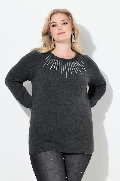 Pullover, Pailletten, Raglan-Langarm