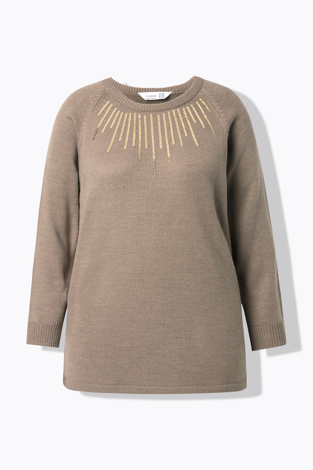 Stora storlekar Tröja, Dam, brun, storlek: 46/48, Syntetfibrer, Mia Moda