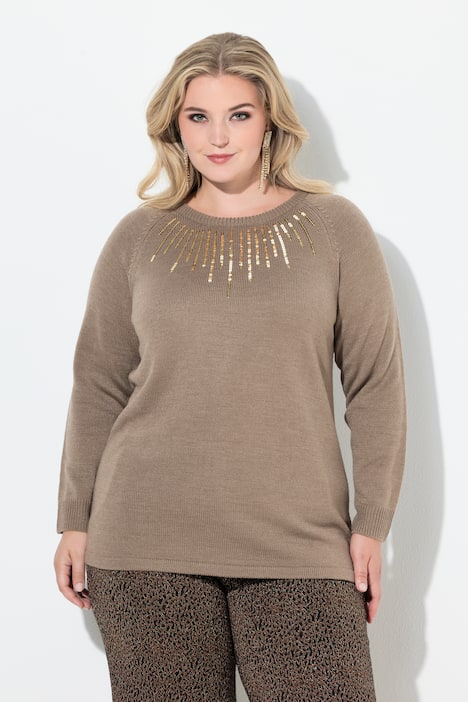 Pullover, Pailletten, Raglan-Langarm