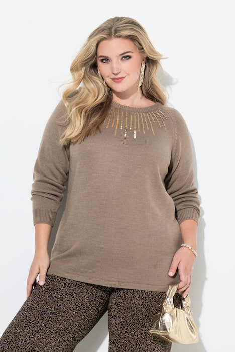 Pullover, Pailletten, Raglan-Langarm