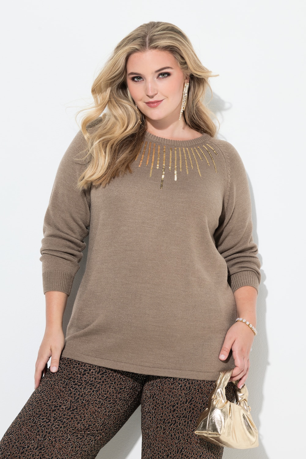 Pullover, Pailletten, Raglan-Langarm