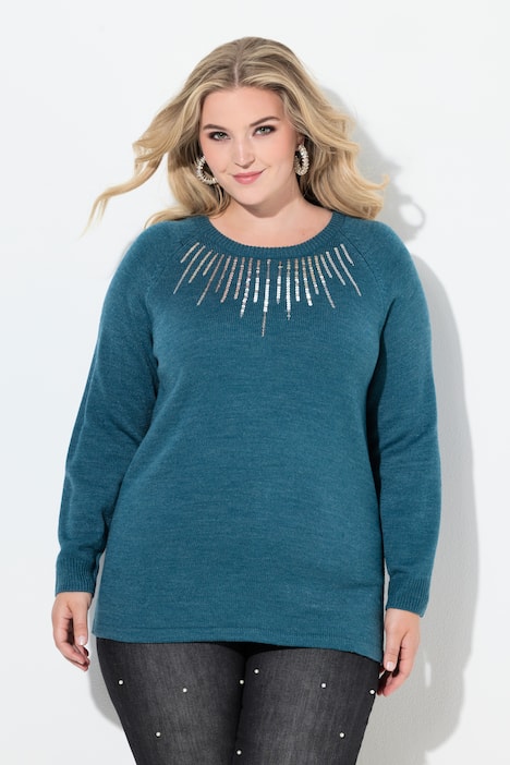 Pullover, Pailletten, Raglan-Langarm
