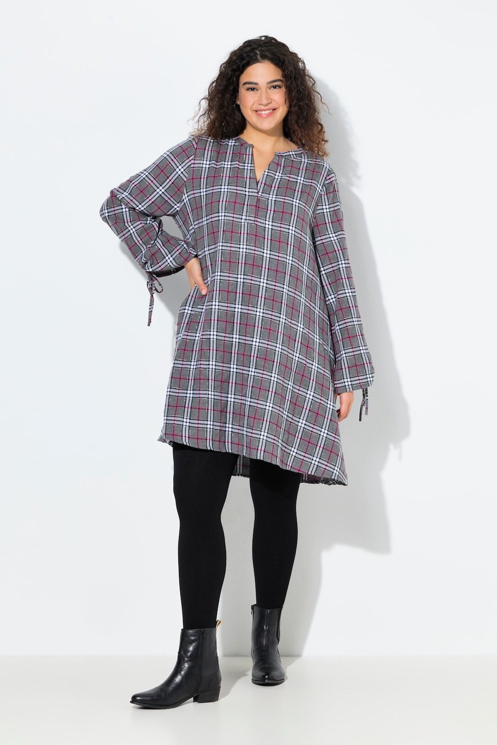 Große Größen Tunika-Kleid, Damen, grau, Größe: 46/48, Baumwolle/Polyester, Ulla Popken