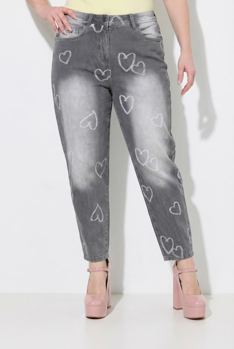 Mom-jeans, harten, wijde pijpen, comfortabele tailleband