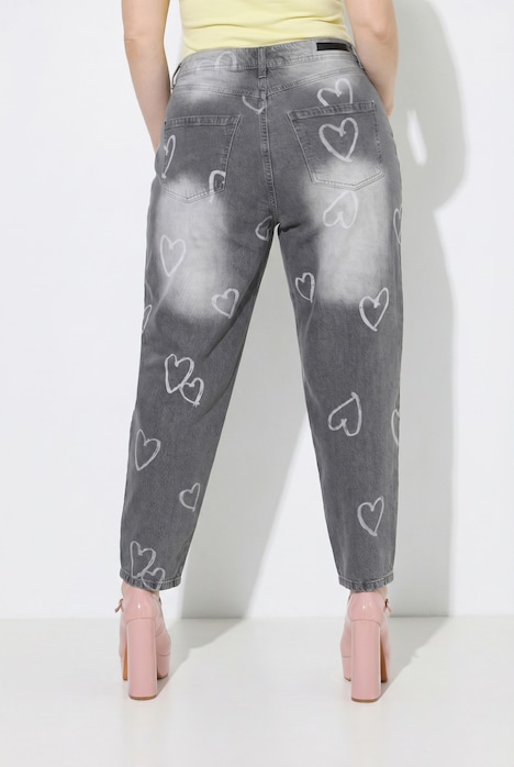 Mom-jeans, harten, wijde pijpen, comfortabele tailleband