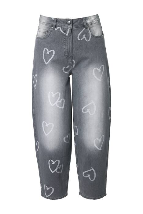 Mom džíny, srdce, široké nohavice, komfortní pas