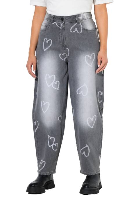 Mom džíny, srdce, široké nohavice, komfortní pas