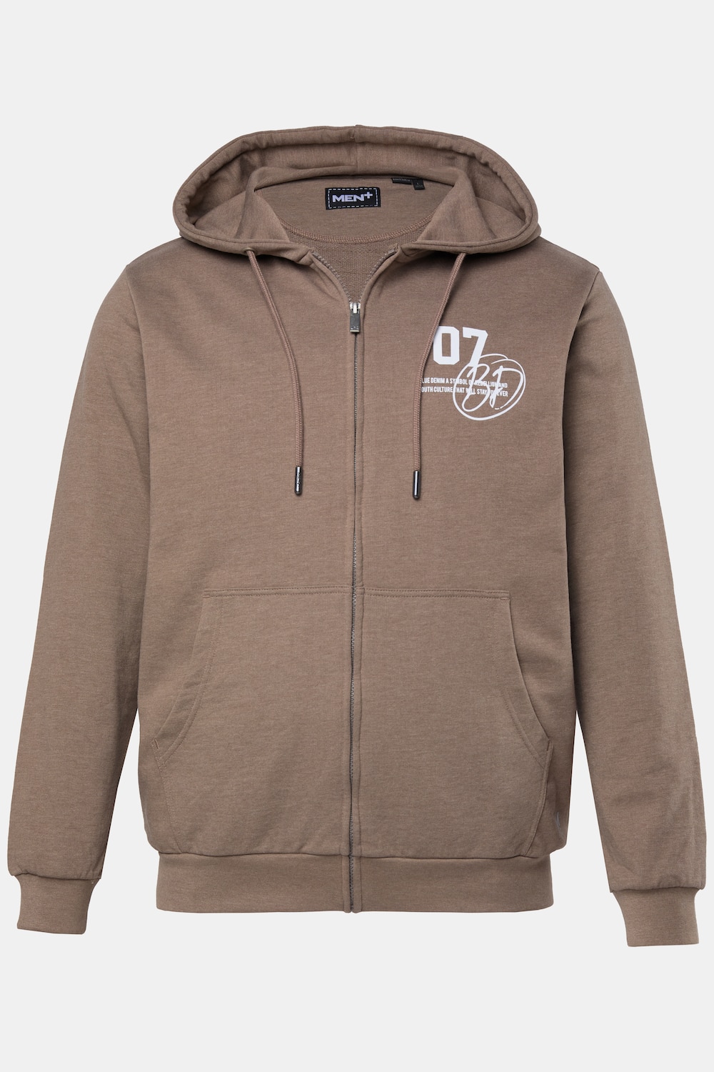 Men+ Sweatjacke, Kapuze, Brustprint, bis 8 XL