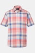 Boston Park geruit overhemd in linnenlook, korte mouwen, kentkraag, Comfort Fit, tot 8XL