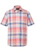 Košile, krátké rukávy, kostkovaná, lněný vzhled, Kent límeček