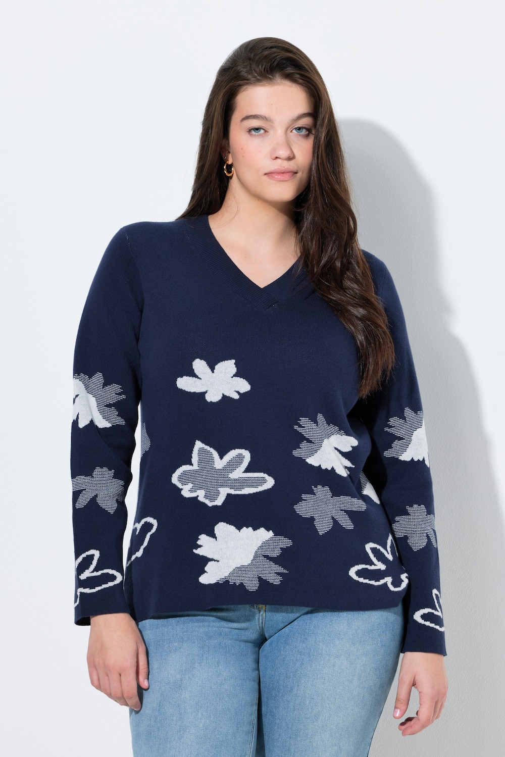 Große Größen Pullover, Damen, blau, Größe: 58/60, Baumwolle, Ulla Popken