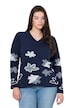 Pulovr, květiny, V výstřih, dlouhé rukávy, bio-bavlna