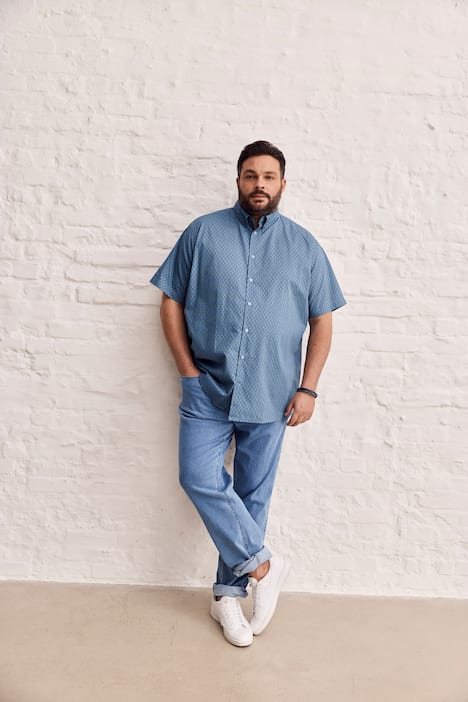 Boston Park overhemd, korte mouwen, buttondown-kraag, minimalistisch motief, Comfort Fit, tot 8XL