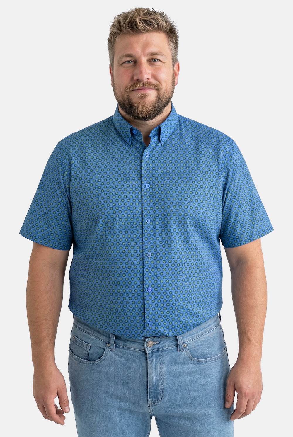 Boston Park Hemd, Halbarm, Buttondown-Kragen, Minimalmuster, Comfort Fit, bis 8 XL