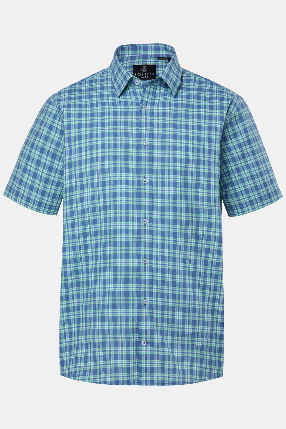 Boston Park ternet skjorte i hørlook, korte ærmer, Kent-krave, comfort fit, op til str. 8XL