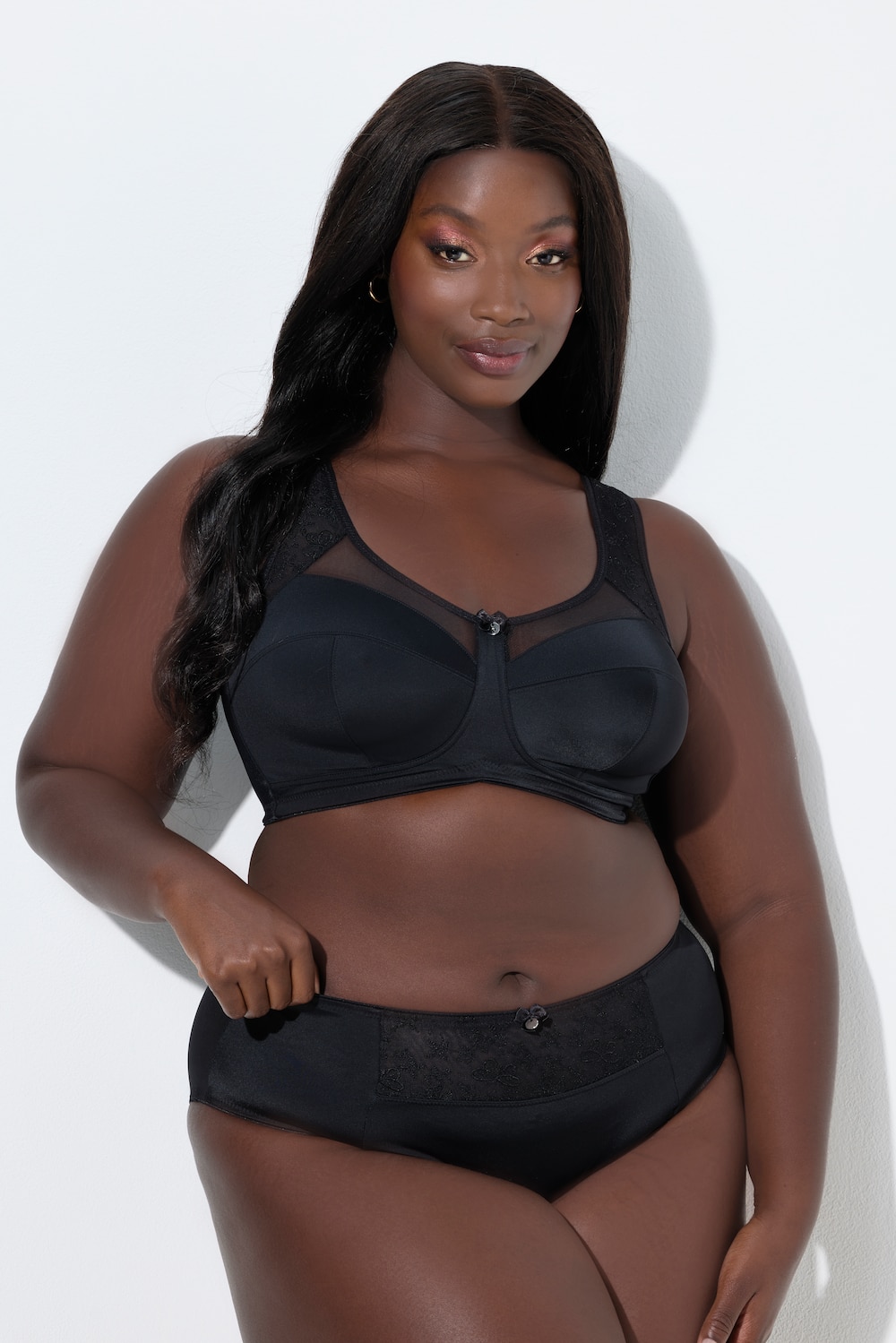 Große Größen Entlastungs-BH, Damen, schwarz, Größe: 110E, Synthetische Fasern/Baumwolle, Ulla Popken