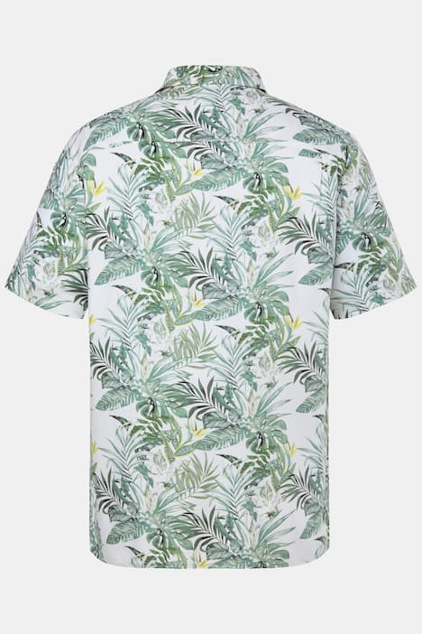 Boston Park overhemd van viscose, korte mouwen, kentkraag, bloemmotief, Comfort Fit, tot 8XL