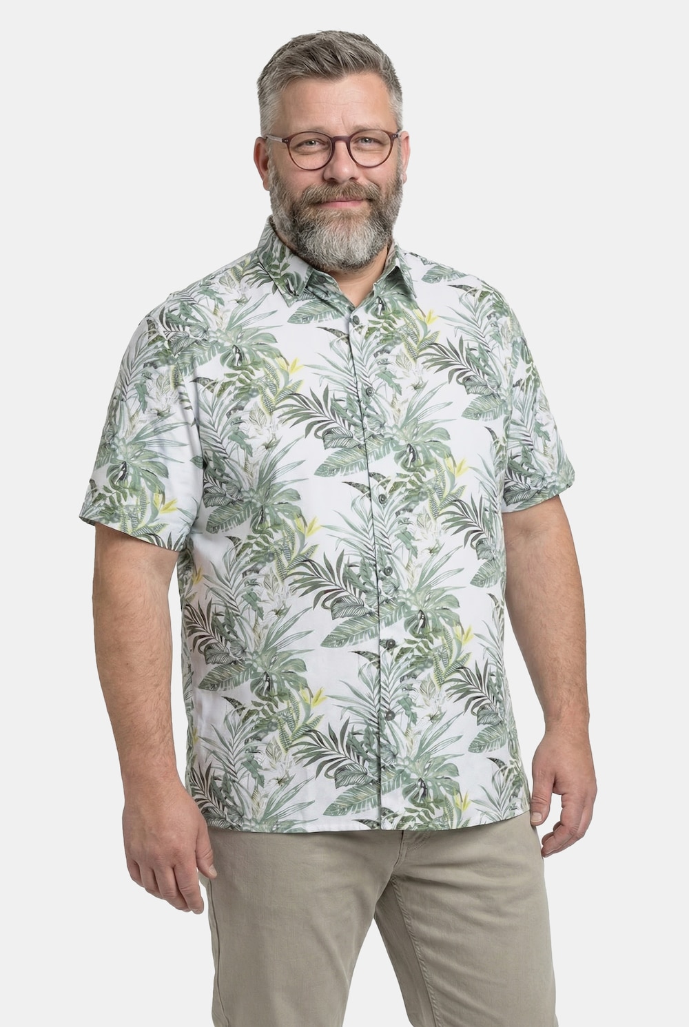 Boston Park Viskose-Hemd, Halbarm, Kentkragen, florales Muster, Comfort Fit, bis 8 XL