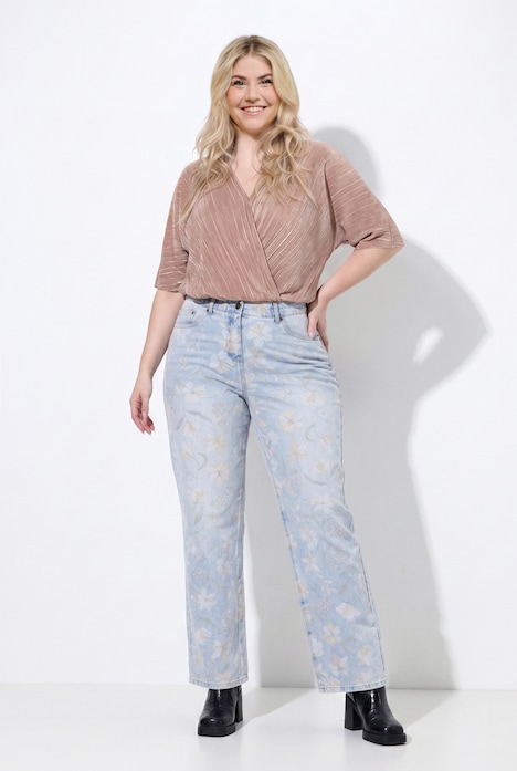 Jean Mary à fleurs, jambe droite et large