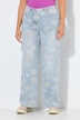 Dżinsy Mary, kwiaty, szerokie, proste nogawki