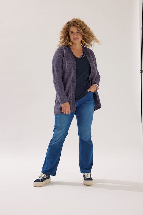 Vest, geribbeld breisel, openvallende pasvorm, biologisch katoen