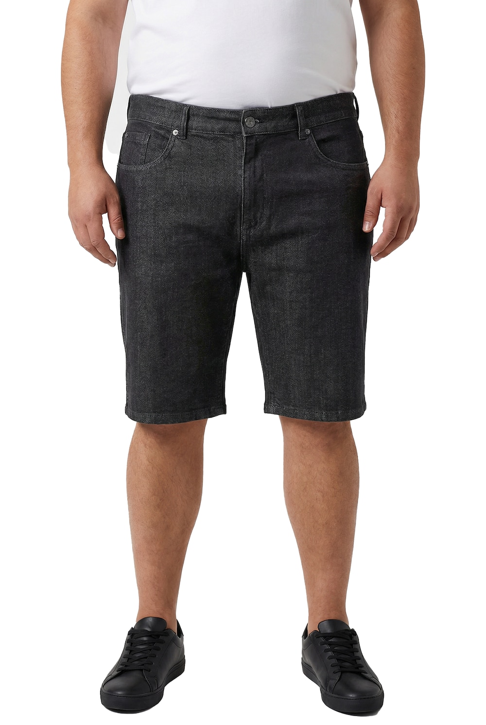 Stora storlekar Jeansshorts FLEXLASTIC®, Her, svart, storlek: 56, Bomull, Men Plus