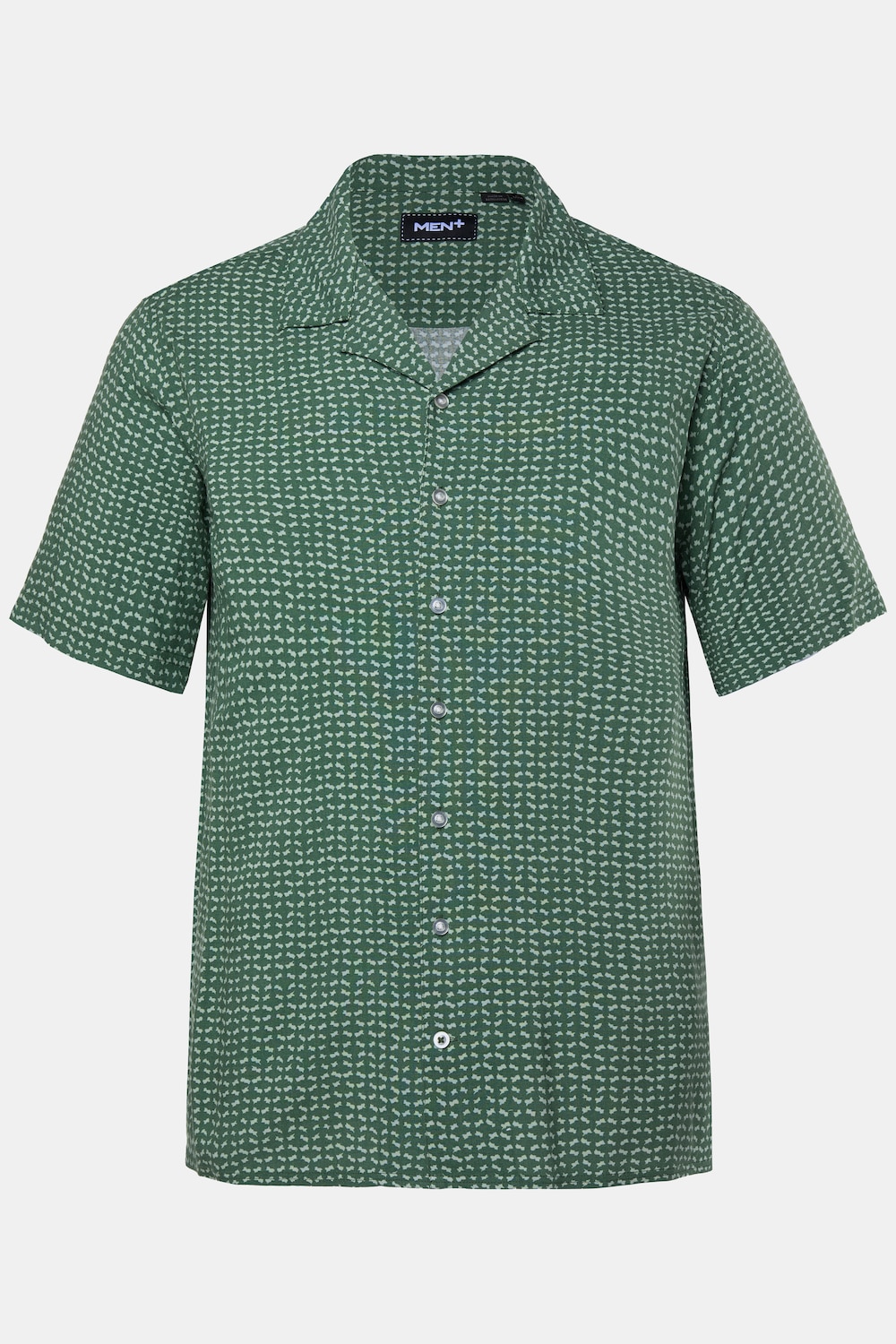 Herre+ Skjorte, Kortærmet, allover-mønster, Cubansk krave, Cubansk pasform, op til 8XL