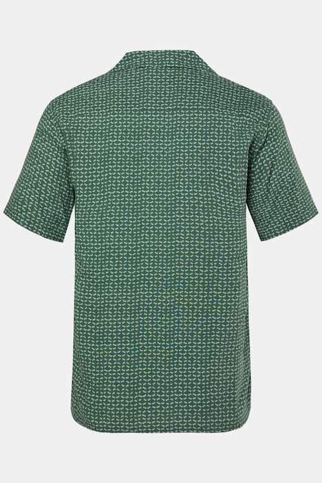 Herre+ Skjorte, Kortærmet, allover-mønster, Cubansk krave, Cubansk pasform, op til 8XL