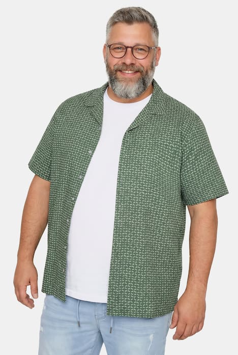 Men+ Hemd, Halbarm, Allovermuster, Cubakragen, Cuba Fit, bis 8 XL