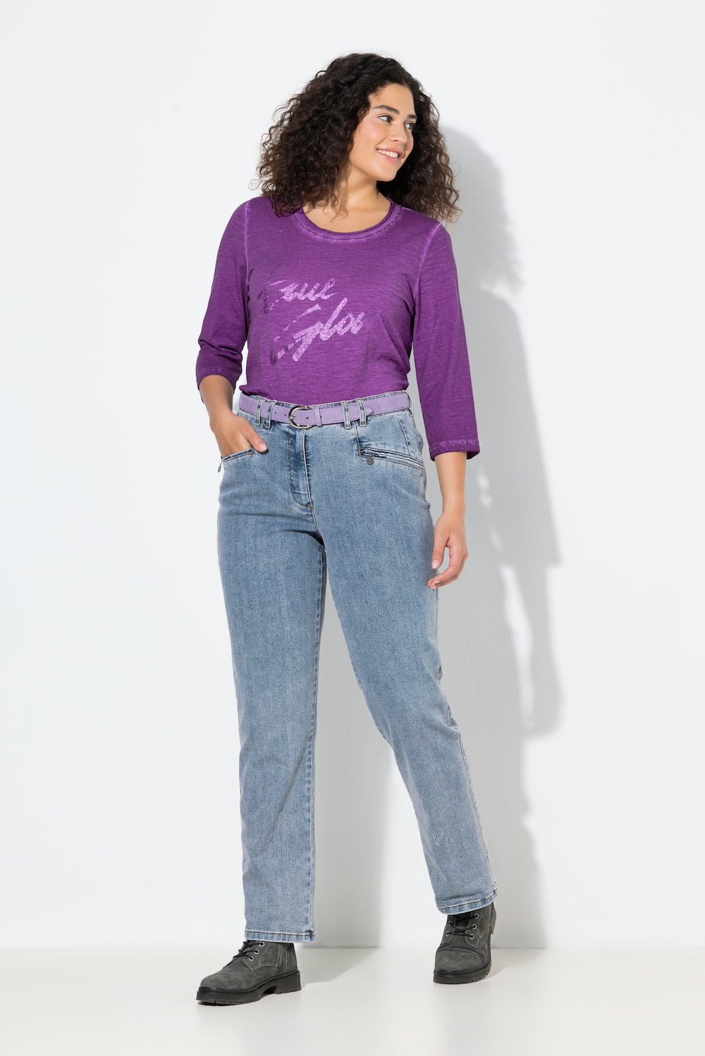 Jeans Mony, konisches Bein, Komfortbund, Zipptaschen