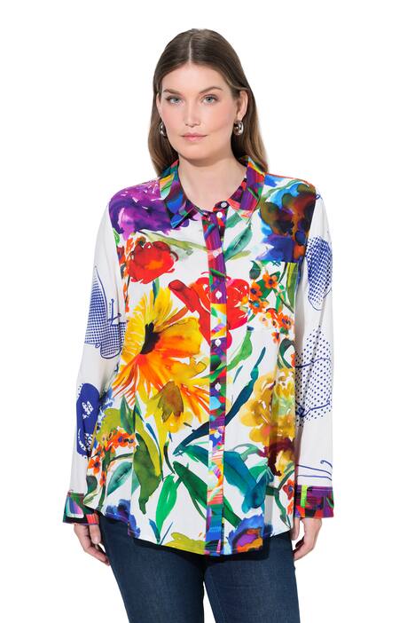 Košilová halenka, vzor, límeček, dlouhé rukávy