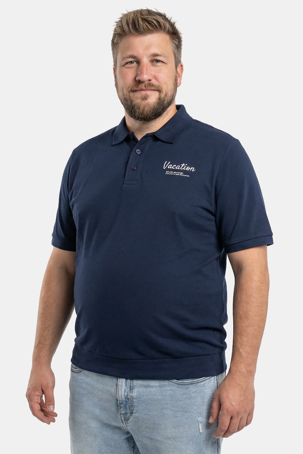 Poloshirt, Bauchfit, Piqué, Brustprint, Halbarm, bis 8 XL