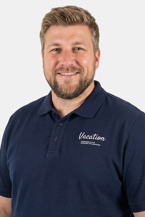 Men+ Poloshirt, Bauchfit, Piqué, Brustprint, Halbarm, bis 8 XL