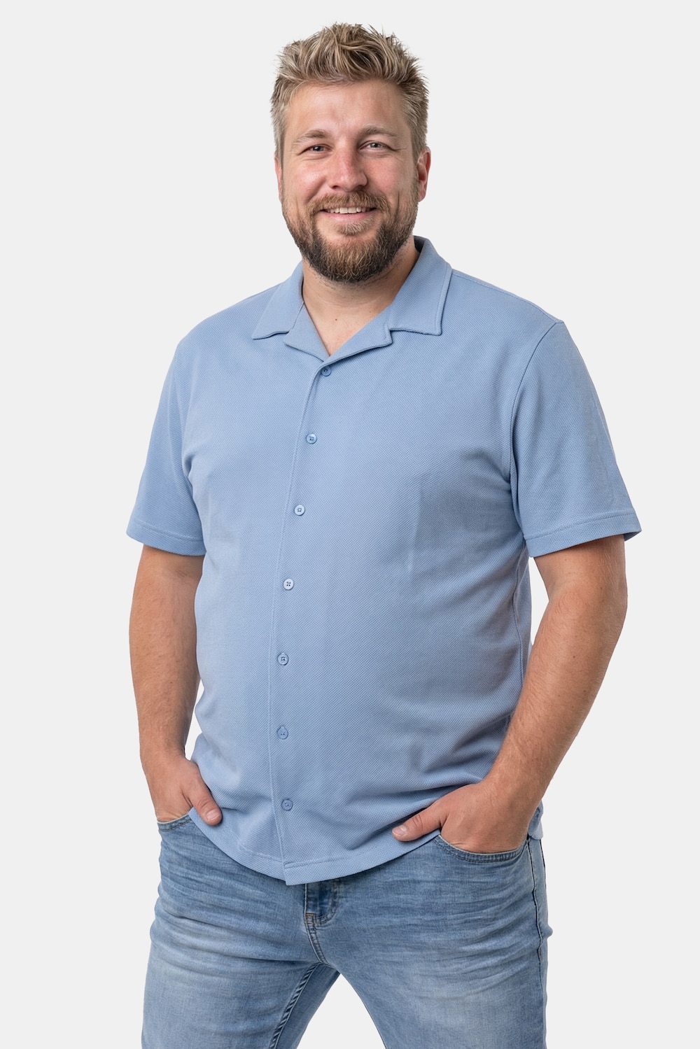 Men+ Piqué-Hemd, Cubakragen, Cuba Fit, bis 8 XL