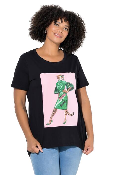 Tričko, A střih, leopardí potisk, nápis